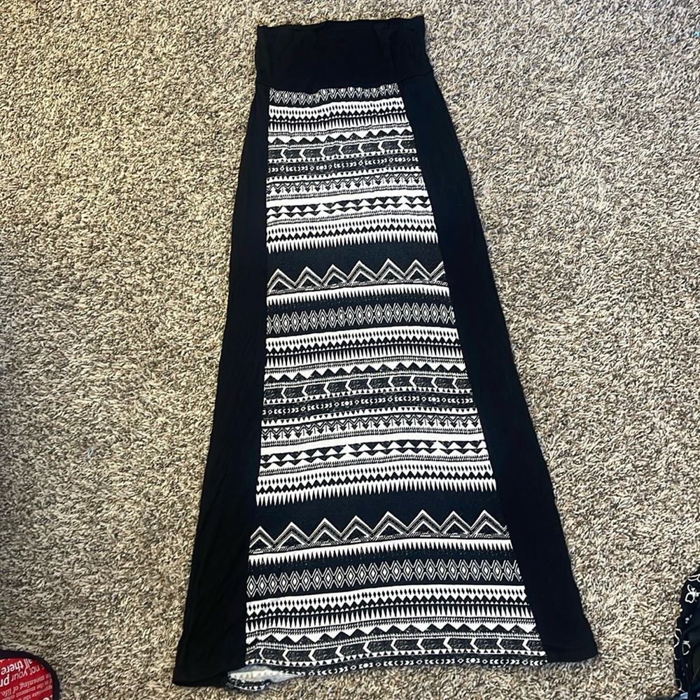 COPY - Aztec Print Black and White Maxi Skirt